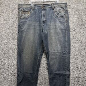 Royal Blue Jeans Men 46x34 Blue Baggy Y2K Hip Hop Casual Skater Denim Retro